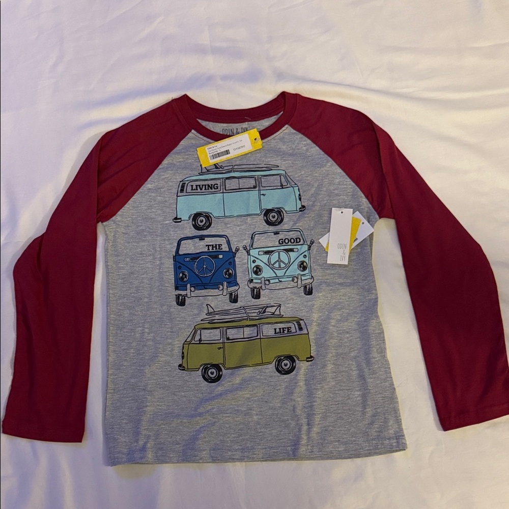 Kids Long Sleeve Tee with Colorful Van Graphic